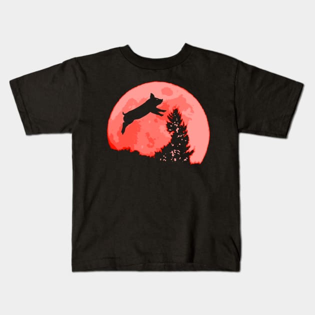 Pig in The Moon Kids T-Shirt by nickbeta